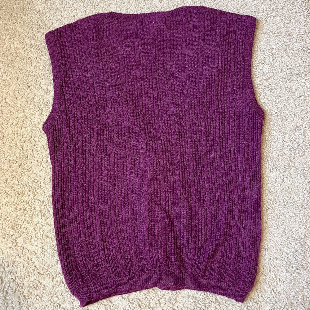 5/$25 Sears The Fashion Place Purple Plum Button Up Sweater Vest Cardigan 36